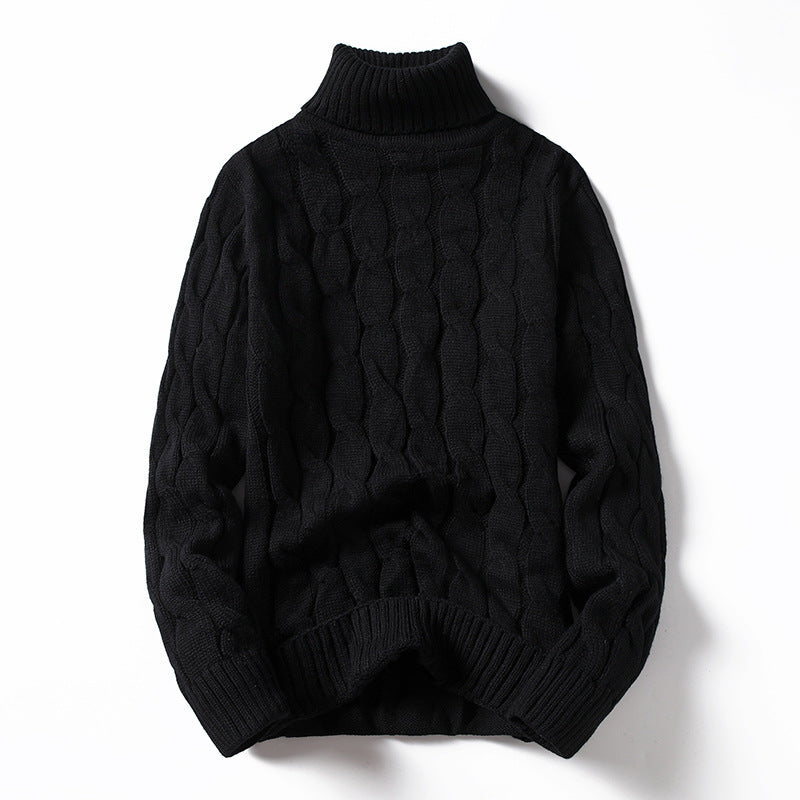 Herren Strickpullover mit Rollkragen und Zopfmuster R&B