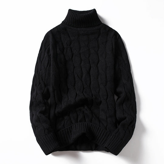 Herren Strickpullover mit Rollkragen und Zopfmuster R&B
