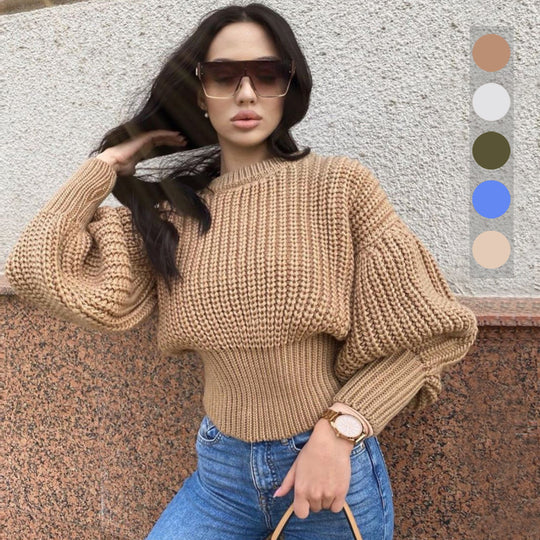 Damen Hochwertiger Strickpullover mit Zopfdesign R&B