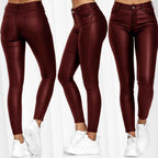 Damen Glattleder-Leggings mit hohem Bund und figurformendem Schnitt R&B