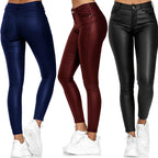 Damen Glattleder-Leggings mit hohem Bund und figurformendem Schnitt R&B
