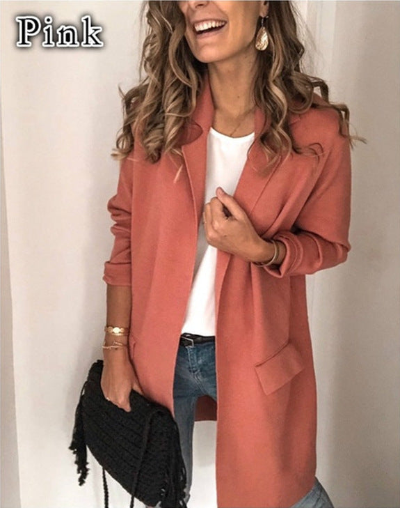 Damen Lange Wolljacke mit eleganten Taschen R&B