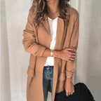 Damen Lange Wolljacke mit eleganten Taschen R&B