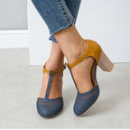 Damen Elegante T-Strap Pumps mit komfortablem Blockabsatz R&B
