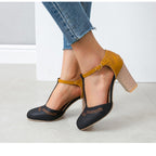 Damen Elegante T-Strap Pumps mit komfortablem Blockabsatz R&B