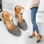 Damen Elegante T-Strap Pumps mit komfortablem Blockabsatz R&B