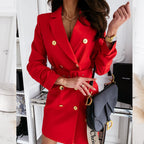 Damen Blazer Kleid mit taillierter Silhouette und goldenen Knopfdetails R&B
