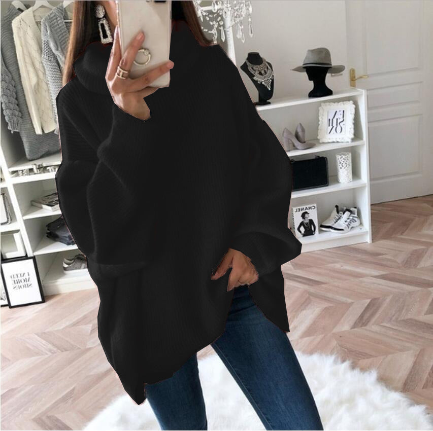 Damen Grobstrickpullover mit hohem Kragen und oversized Schnitt R&B