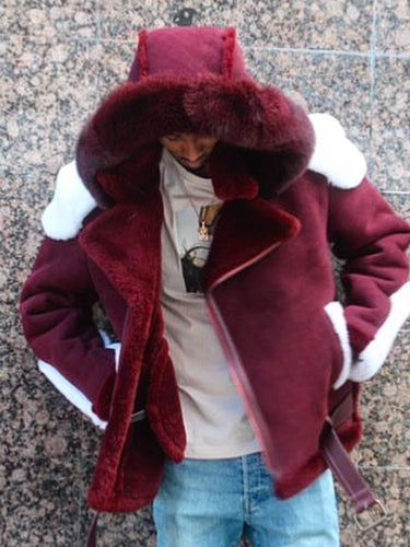 Damen luxuriöse Lammfelljacke mit abnehmbarer Kapuze und kuscheligem Innenfutter R&B