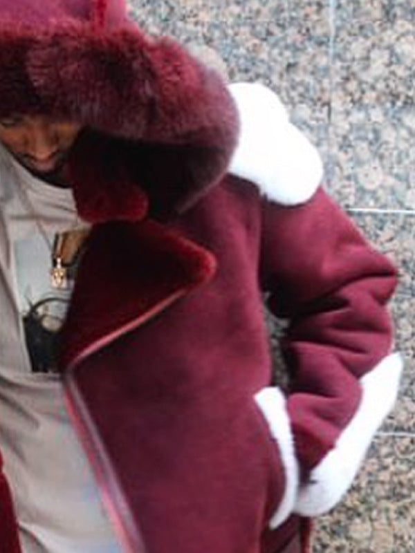 Damen luxuriöse Lammfelljacke mit abnehmbarer Kapuze und kuscheligem Innenfutter R&B