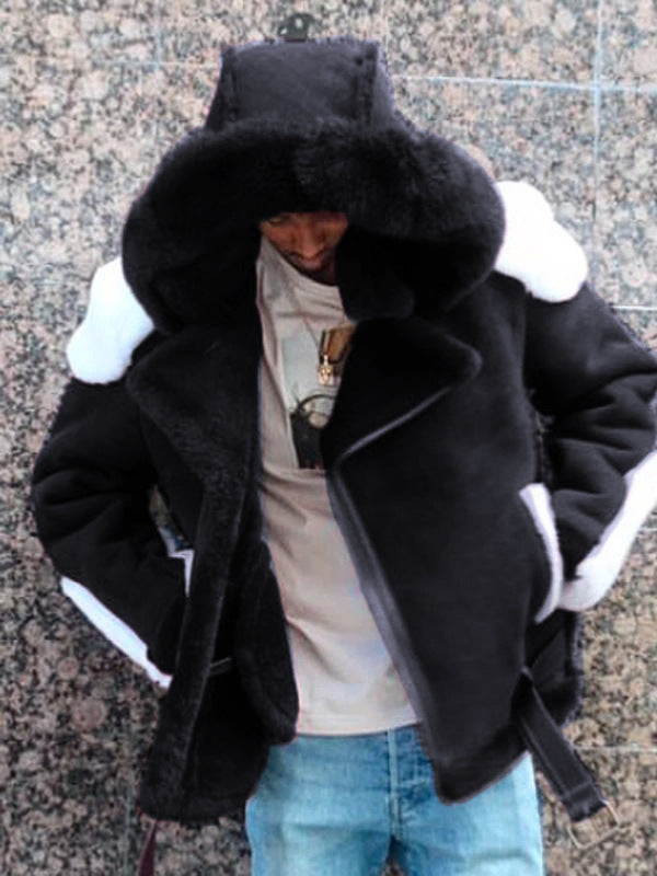 Damen luxuriöse Lammfelljacke mit abnehmbarer Kapuze und kuscheligem Innenfutter R&B