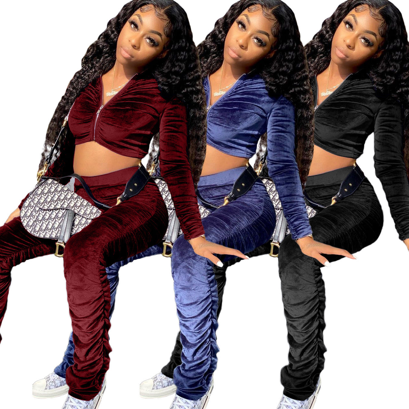 Damen Sportliches Velours-Set R&B