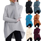 Damen Oversized Strickpullover mit hohem Kragen und strukturiertem Design