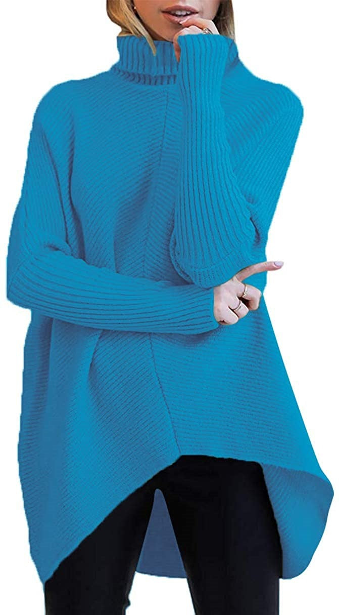 Damen gemütlicher Rollkragenpullover mit strukturiertem Design und asymmetrischem Schnitt R&B