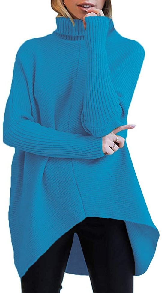 Damen gemütlicher Rollkragenpullover mit strukturiertem Design und asymmetrischem Schnitt R&B