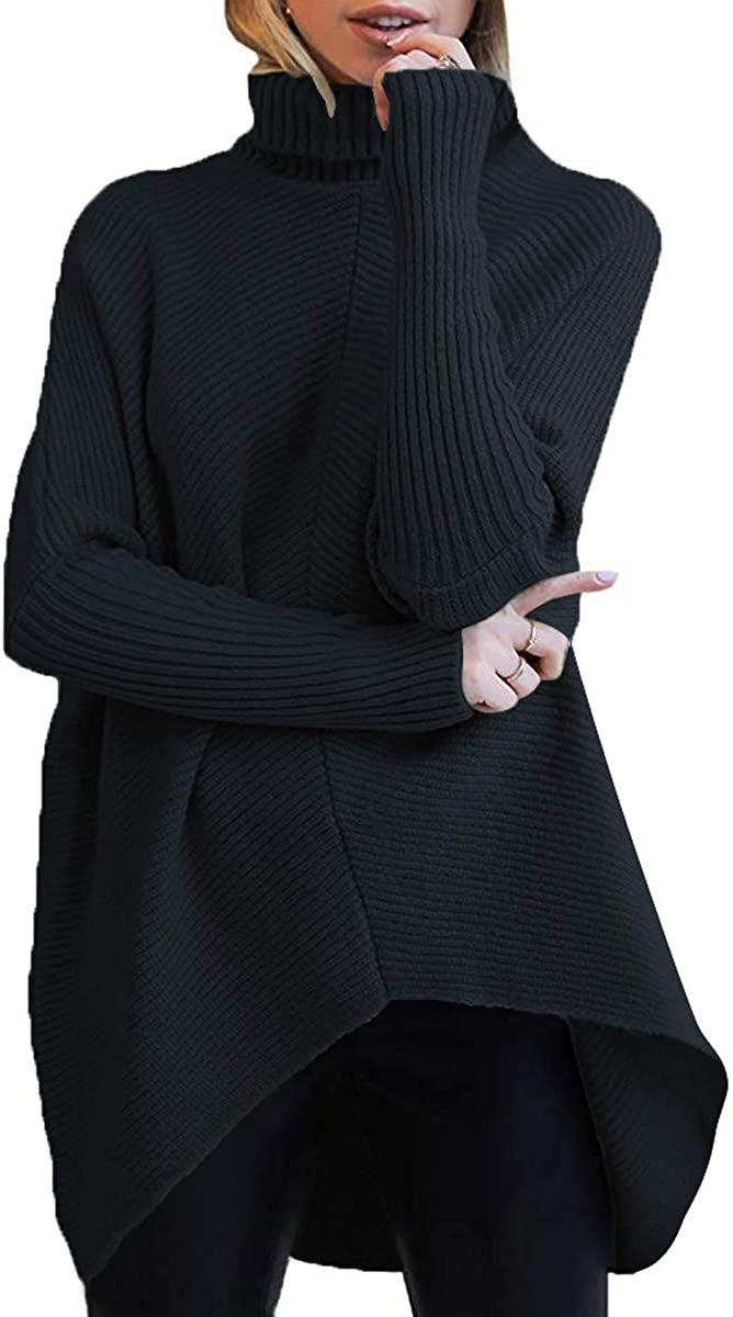 Damen gemütlicher Rollkragenpullover mit strukturiertem Design und asymmetrischem Schnitt R&B