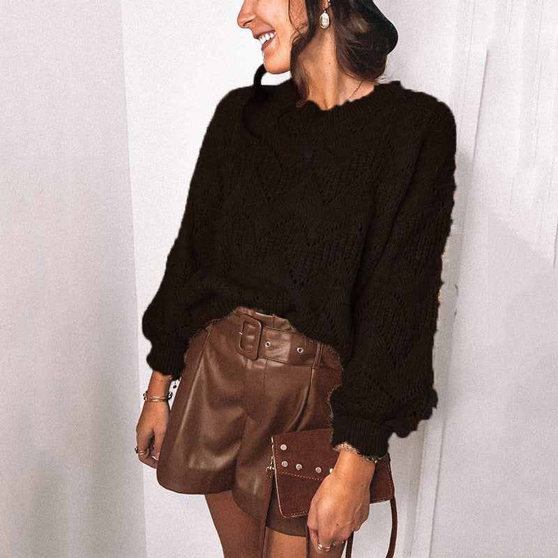 Damen lässiger Strickpullover mit dekorativem Muster R&B