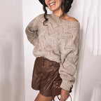 Damen lässiger Strickpullover mit dekorativem Muster R&B