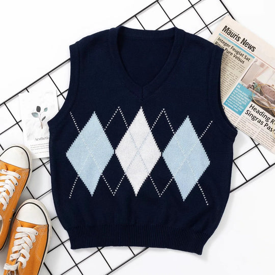 Damen Strickwesten mit modernem Rautenmuster R&B