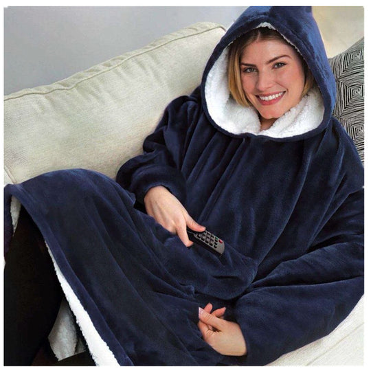 Damen Großer Kapuzenpullover mit kuscheligem Fleece und praktischen Taschen R&B