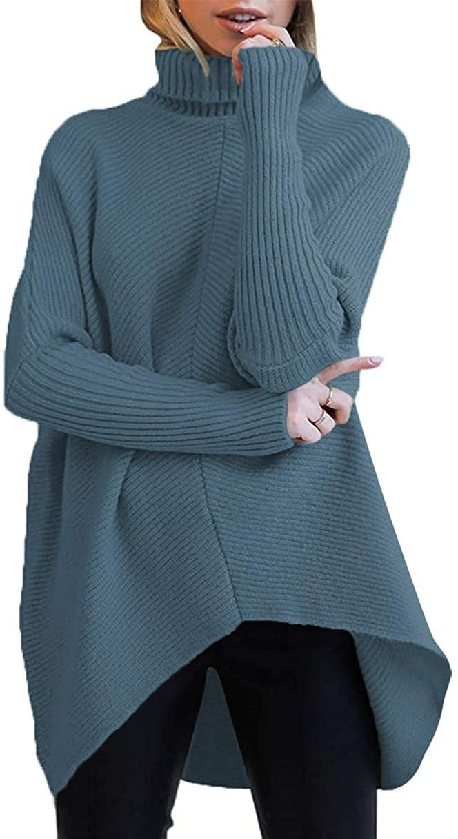 Damen gemütlicher Rollkragenpullover mit strukturiertem Design und asymmetrischem Schnitt R&B