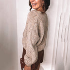 Damen lässiger Strickpullover mit dekorativem Muster R&B