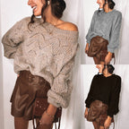 Damen lässiger Strickpullover mit dekorativem Muster R&B