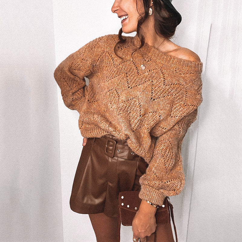 Damen lässiger Strickpullover mit dekorativem Muster R&B