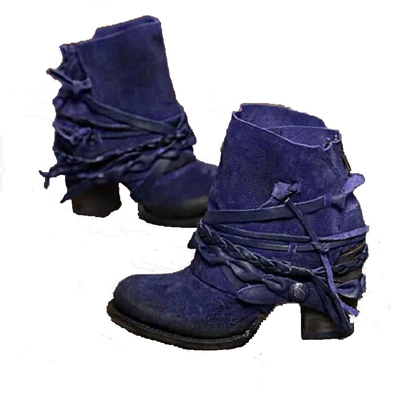 Damen modische Stiefeletten mit geflochtenen Akzenten und einzigartigem Design R&B