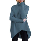 Damen gemütlicher Rollkragenpullover mit strukturiertem Design und asymmetrischem Schnitt R&B