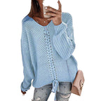 Damen Grobstrickpullover mit innovativem Kordeldetail