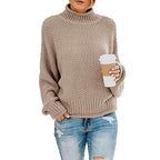 Damen gemütlicher Rollkragenpullover aus strukturierter Wolle R&B