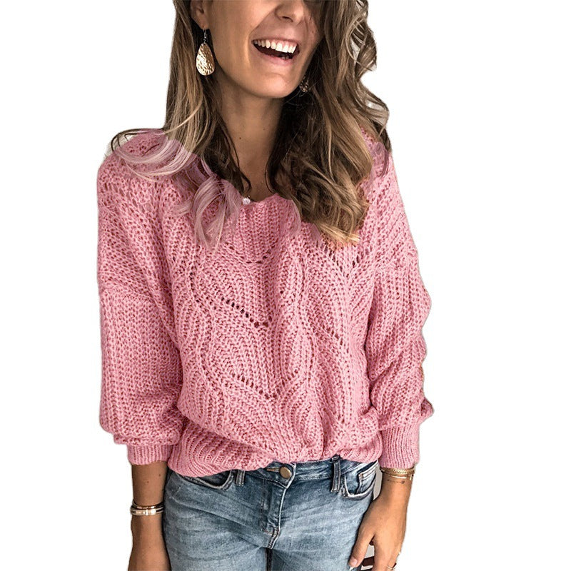 Damen Grober Strickpullover mit kreativem Zopfmuster R&B