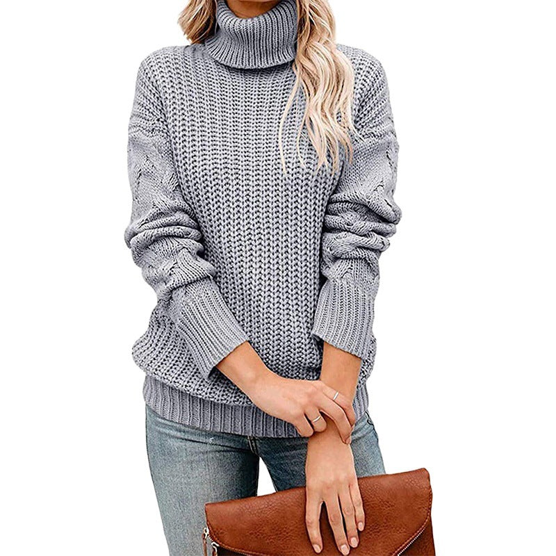 Damen Turtleneck Grobstrickpullover R&B