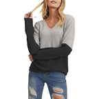 Damen lässiger Strickpullover mit modernem Farbverlauf und V-Ausschnitt