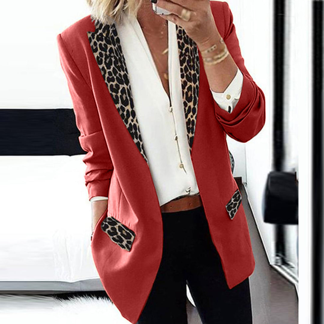 Damen Blazer mit modischen Leopardenapplikationen R&B
