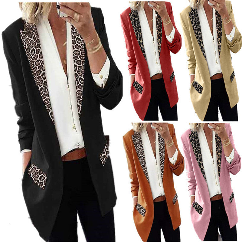 Damen Blazer mit modischen Leopardenapplikationen R&B