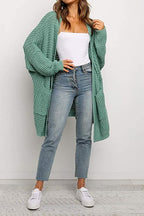 Damen Grobstrick-Cardigan mit offenen Ärmeln und tiefen Taschen