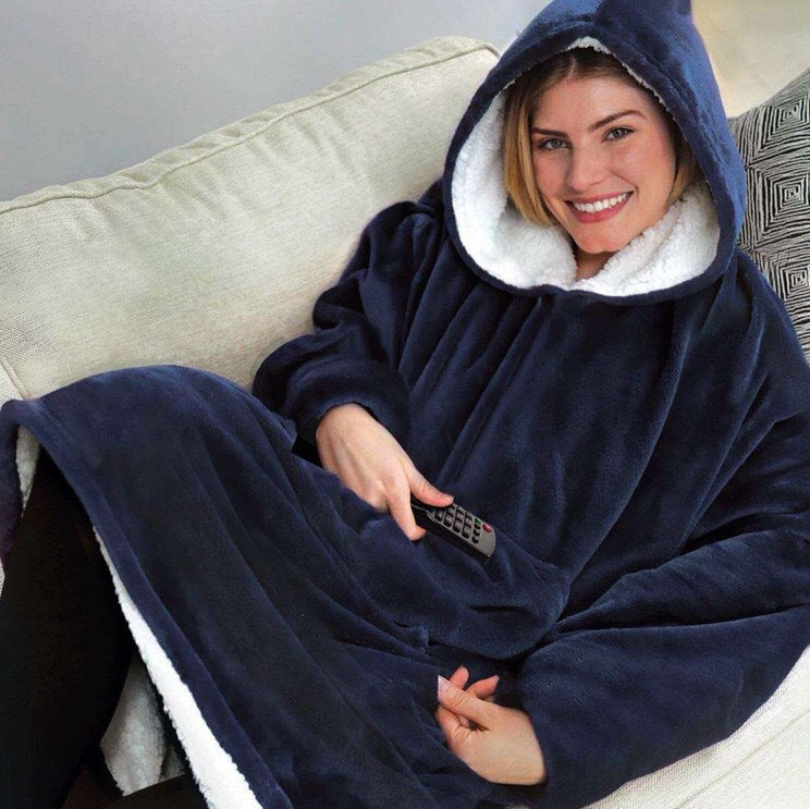 Damen Großer Kapuzenpullover mit kuscheligem Fleece und praktischen Taschen R&B
