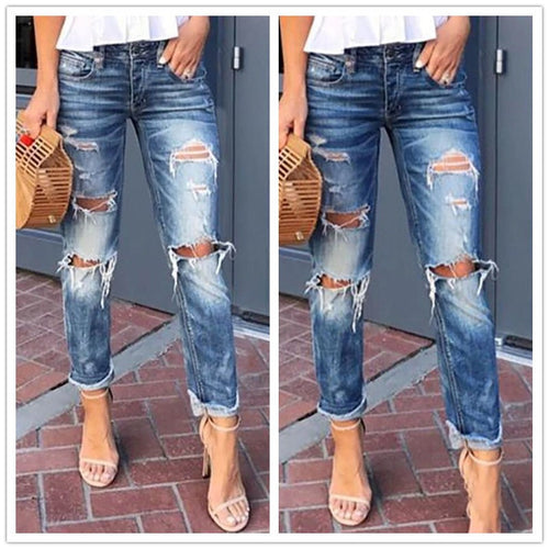 Damen Destroyed Jeans im Boyfriend-Stil R&B
