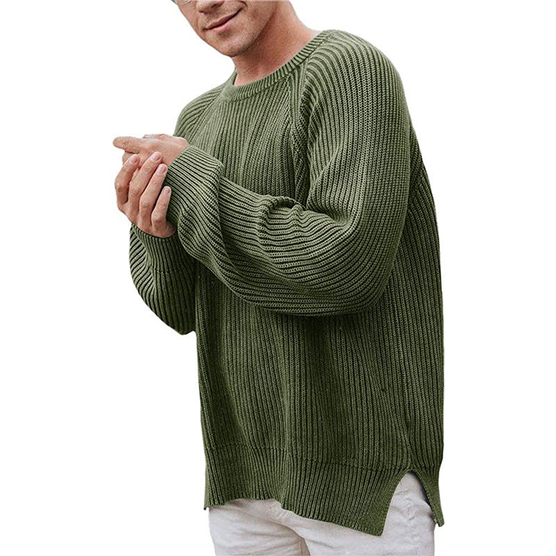 Herren lässiger Strickpullover mit Rippenstruktur und bequemer Passform R&B