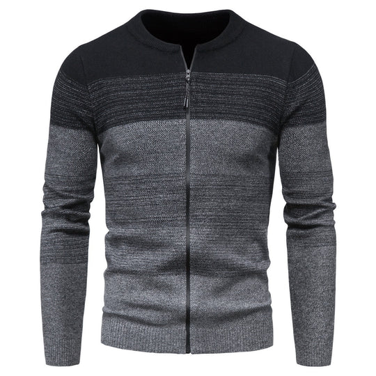 Herren modische Strickjacke mit durchgehendem Reißverschluss und Farbverlauf R&B