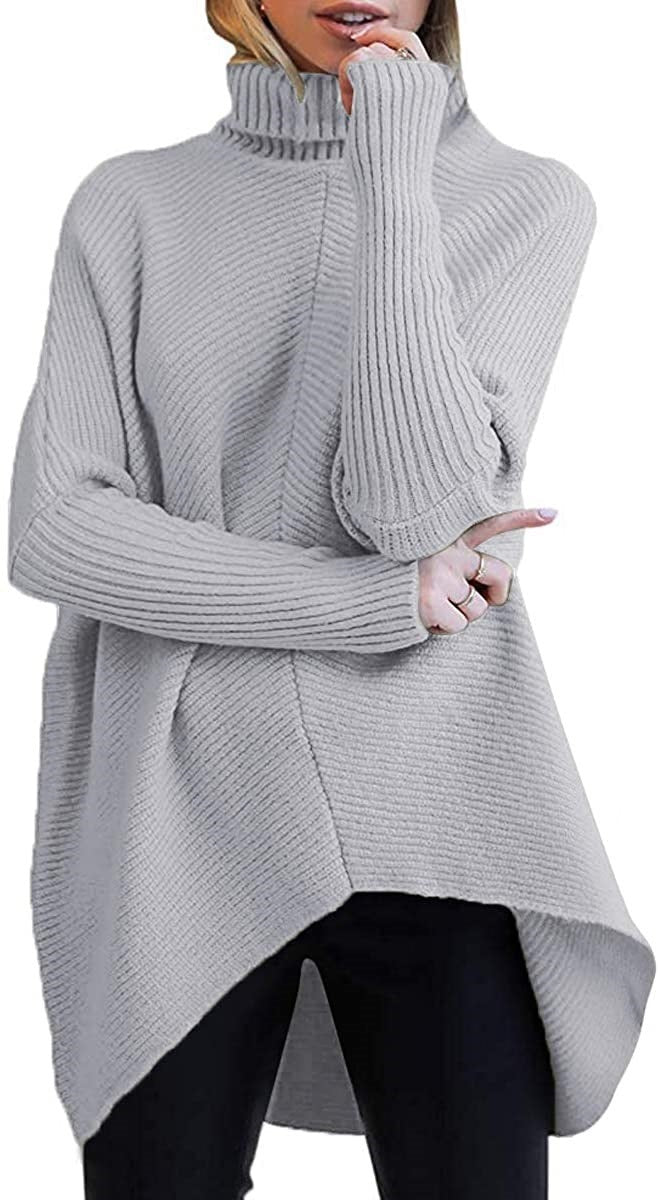 Damen gemütlicher Rollkragenpullover mit strukturiertem Design und asymmetrischem Schnitt R&B