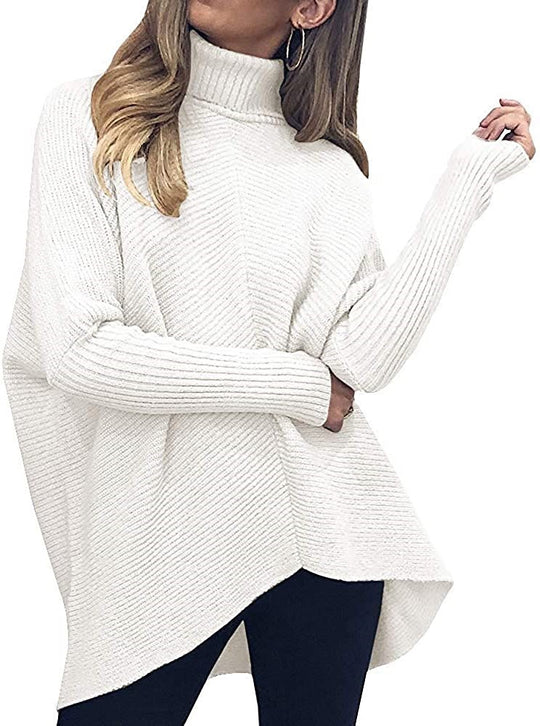 Damen gemütlicher Rollkragenpullover mit strukturiertem Design und asymmetrischem Schnitt R&B