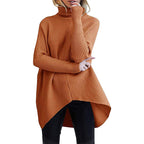 Damen gemütlicher Rollkragenpullover mit strukturiertem Design und asymmetrischem Schnitt R&B