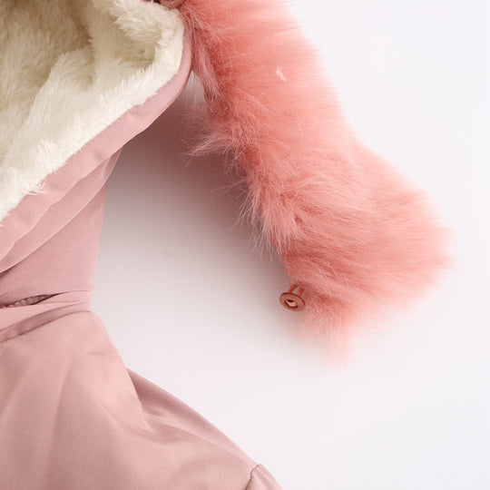 Damen modische Funktionsjacke mit abnehmbarer Kapuze und kuscheligem Kunstfell R&B