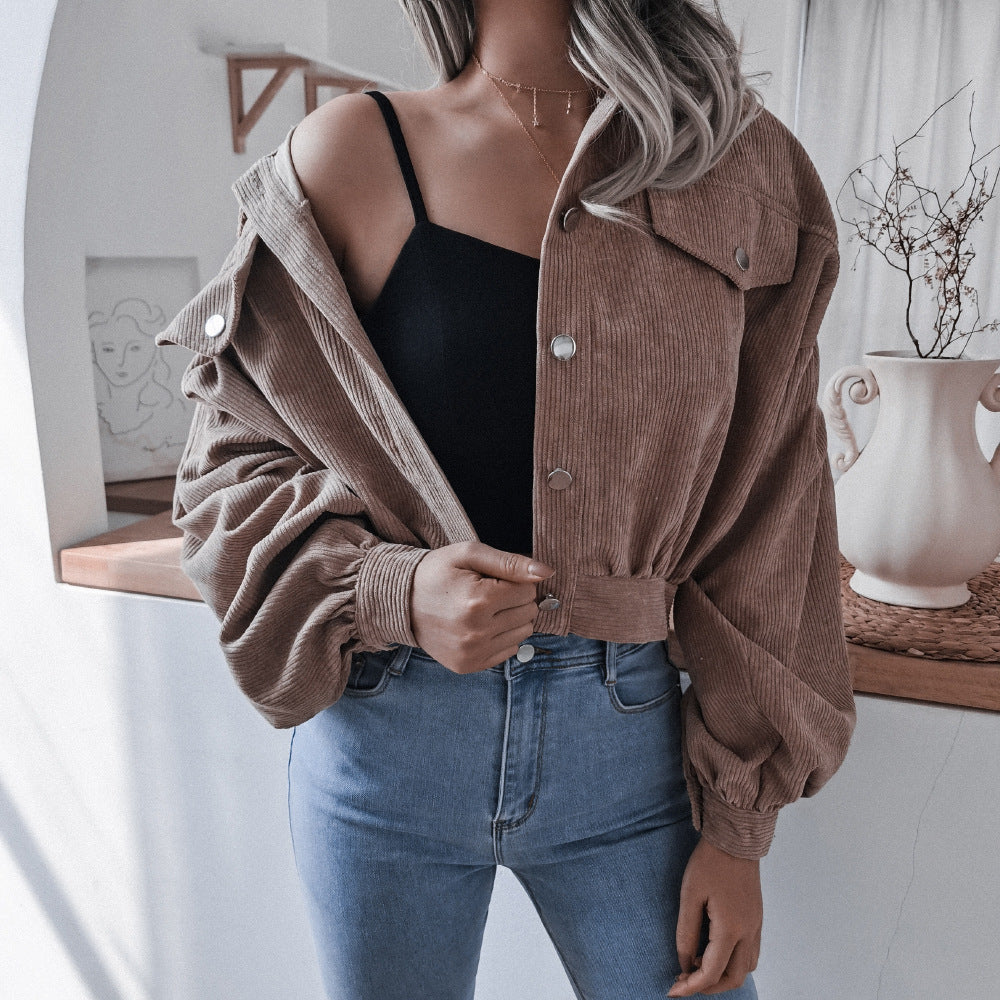 R&B | Trendige Kurze Jacke Aus Cord für Frauen