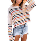 Damen gestreifter, lässiger Pullover R&B