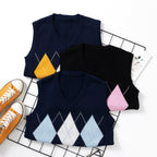 Damen Strickwesten mit modernem Rautenmuster R&B