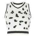 Damen süßes Strick-Crop-Top mit verspieltem Leopardenmuster R&B